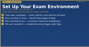 how to set up room for online proctored exam environment tips