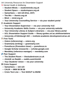 UK university dissertation support resources students mental health
