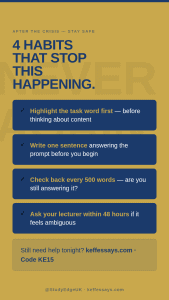 UK student avoiding essay prompt misinterpretation future good habits highlighting task word