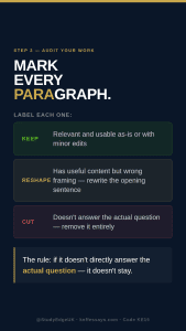 student stopping writing after realising essay prompt misinterpretation step 1 rescue