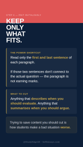 student editing essay keep cut reshape sections misinterpreted university prompt rescue